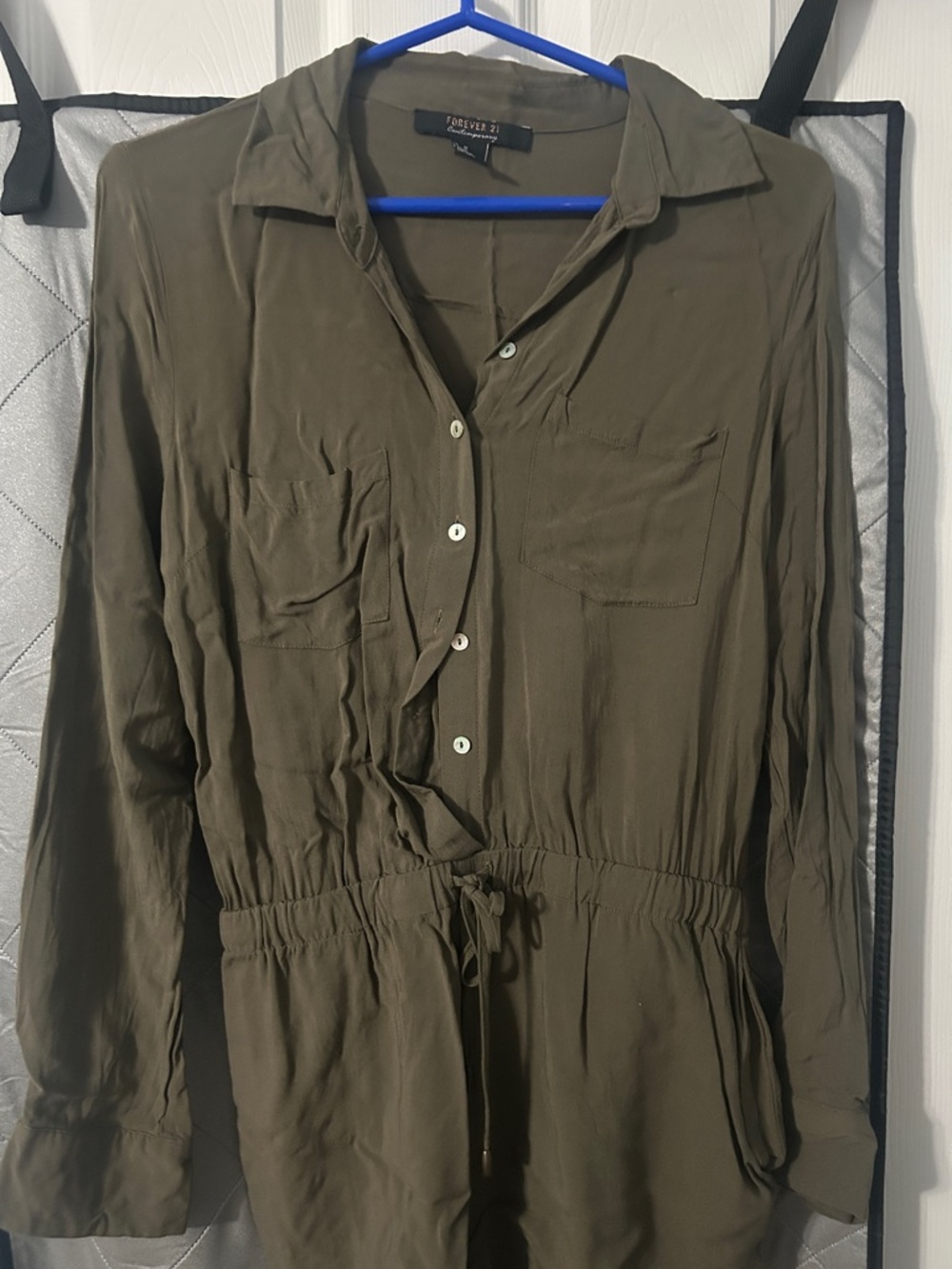 Forever 21 Olive Green Long-Sleeve Romper